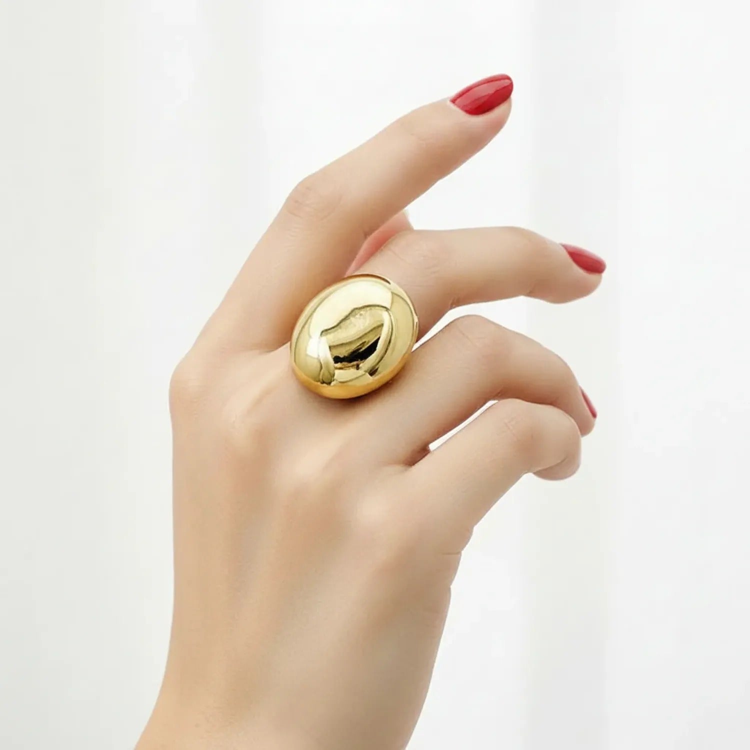 Versatile Oval Egg-Shaped Stainless Steel Ring