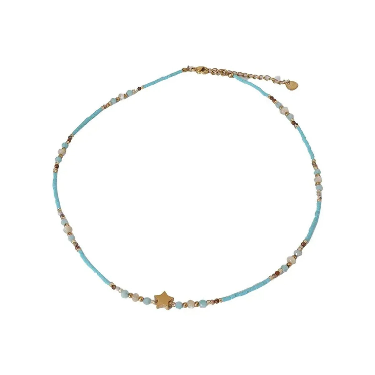 French Vintage Star Pendant Necklace & Blue Accent Choker