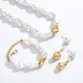 Vintage Baroque Faux Pearl Jewelry Set - Necklace, Bracelet & Earrings