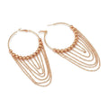 Vintage Gold Earrings - Long Fringe Tassel Drop Pair with Geometric Anchor