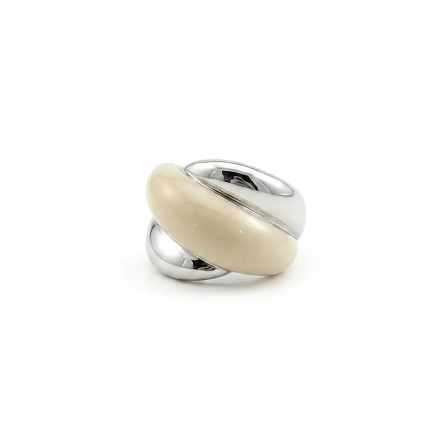 Vintage Two-Tone Enamel Open Ring