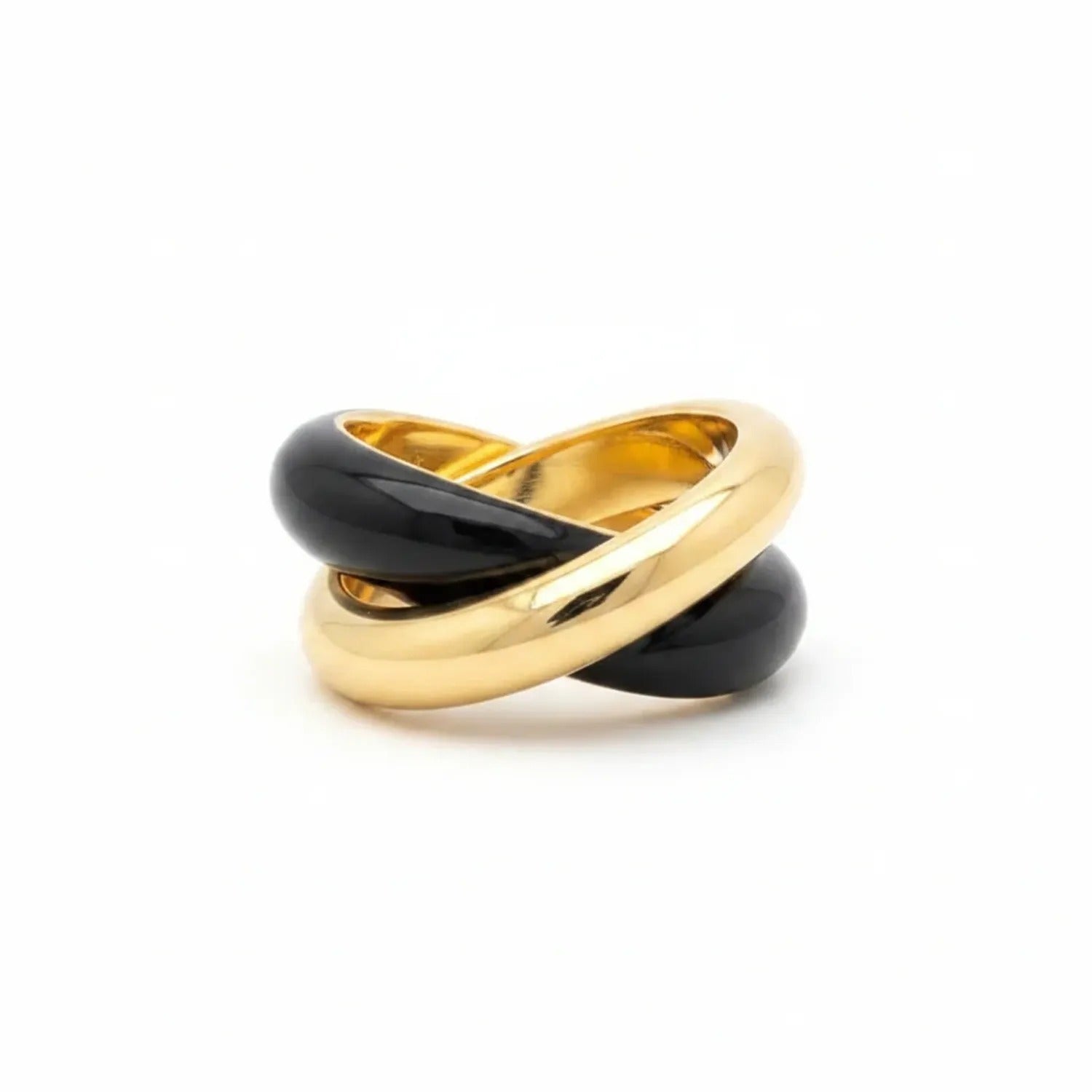 Vintage Two-Tone Enamel Open Ring