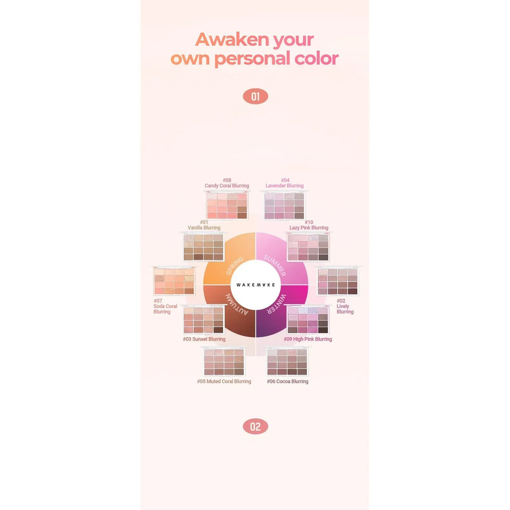 WAKEMAKE — WAKEMAKE Soft Blurring Eye Palette Renewal 14g - #02 Lively Blurring - Korean Skin Care