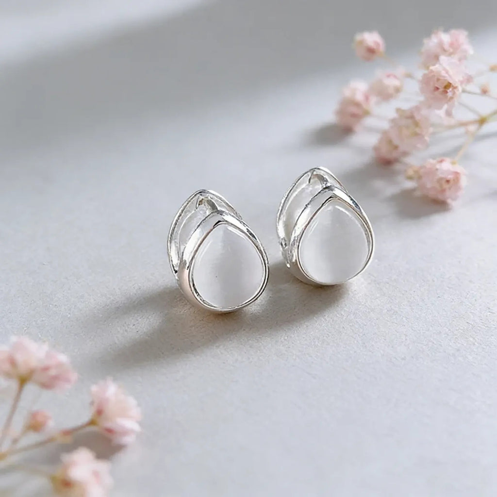 Water-Drop Cat-Eye Double-Sided Ear Clips