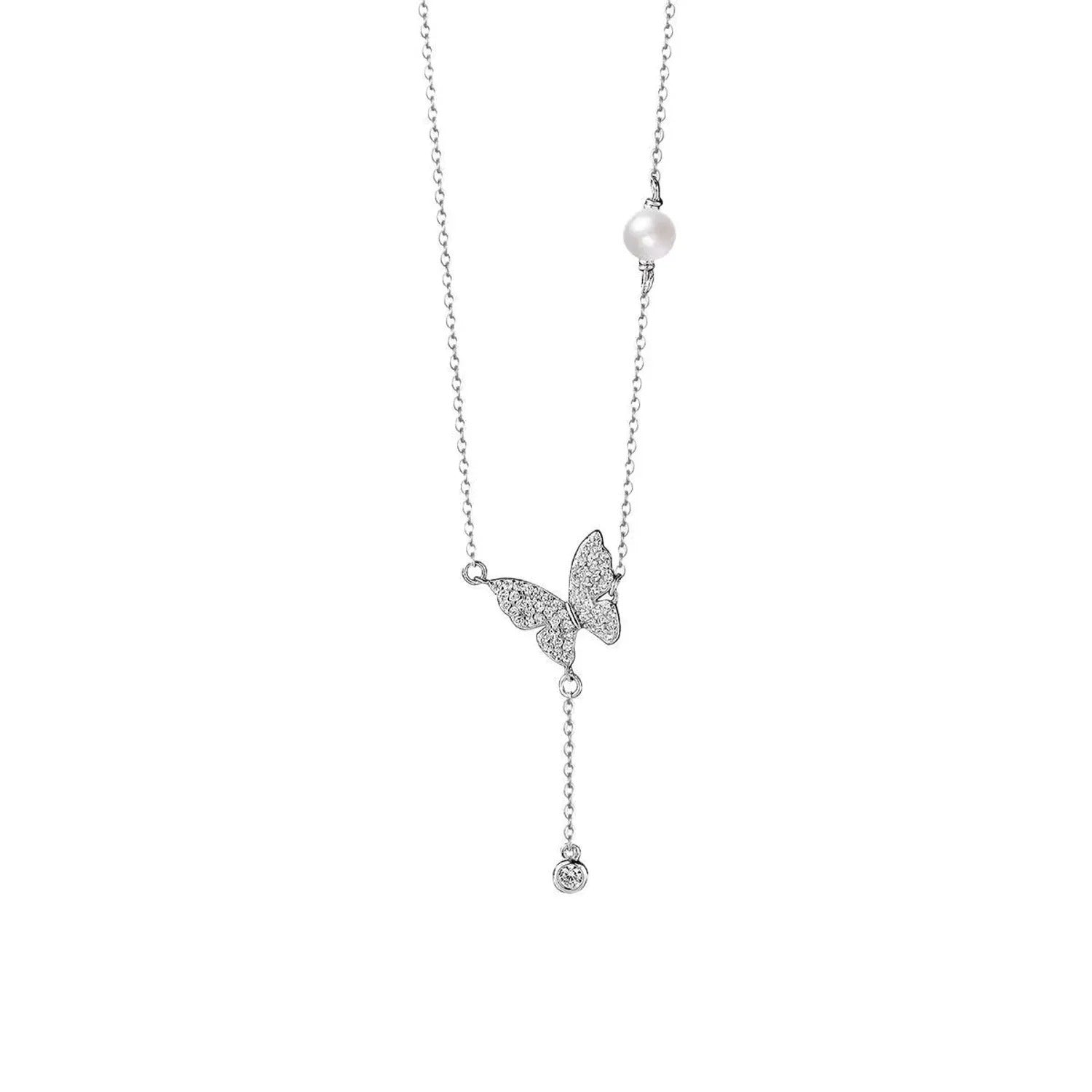 Weiyinge 999 Fine Silver Butterfly Tassel Necklace