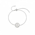 White Shell Crescent Moon Pendant Bracelet for Women, Tarnish-Free Titanium Steel Chain (24cm)