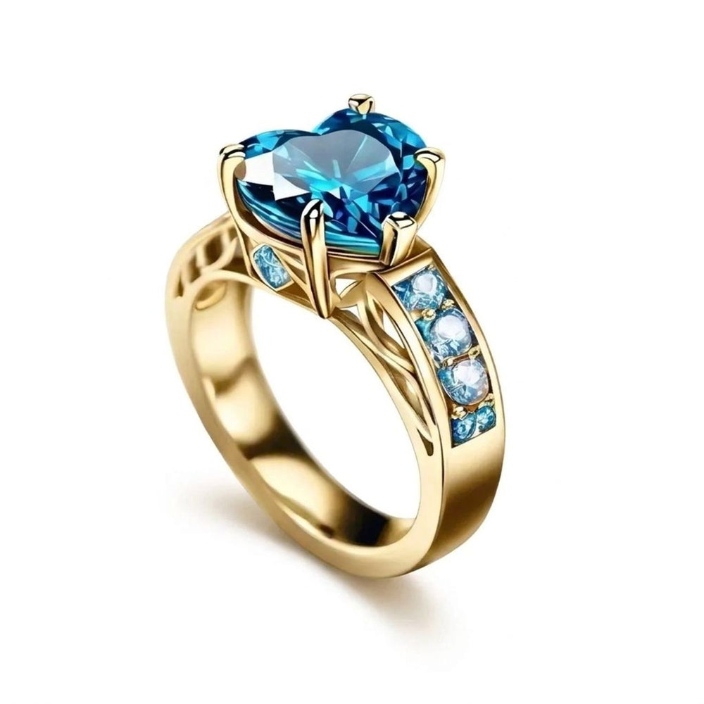 Women's Blue Zircon Gold Geometric Ring - Fashion Engagement Ring