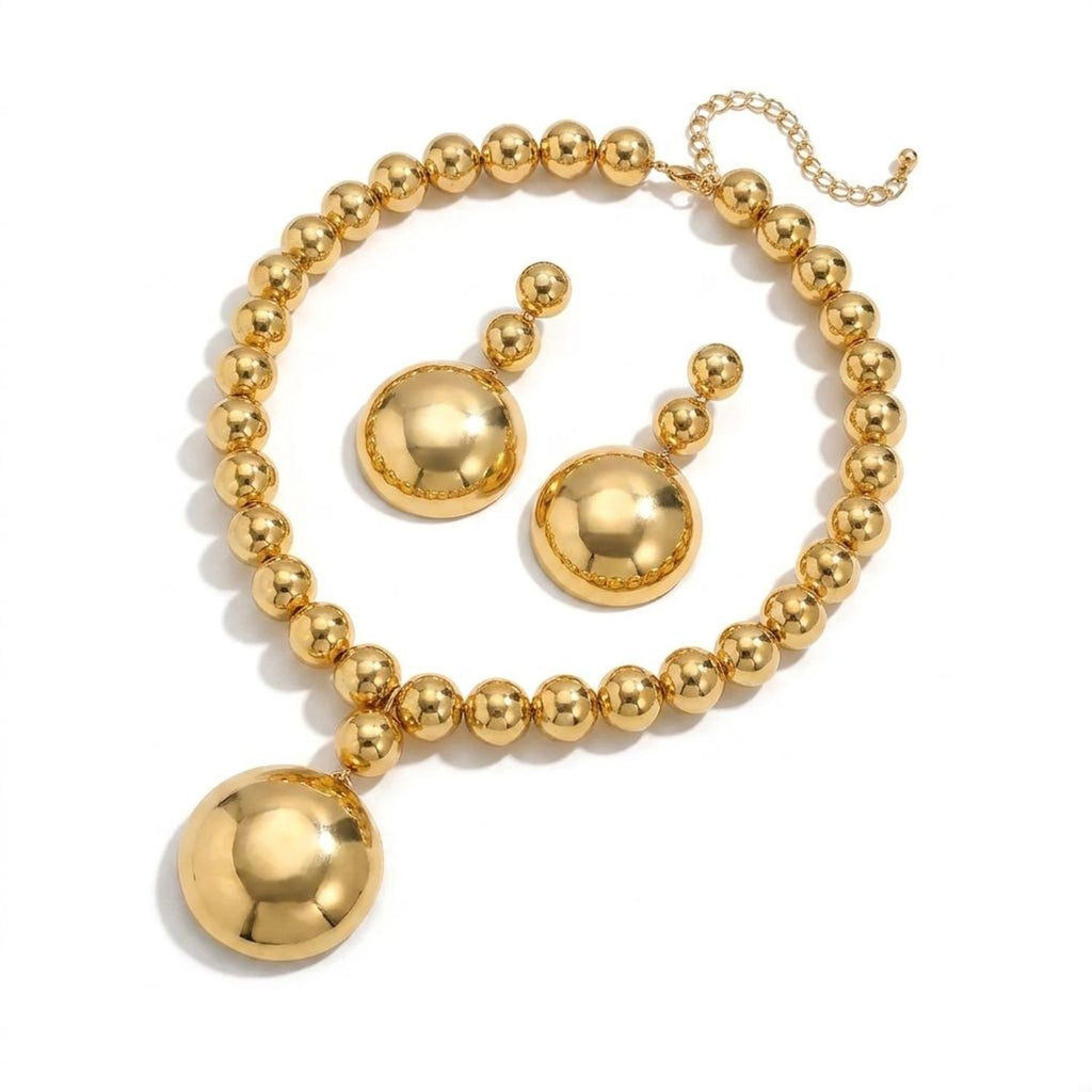 Women's Fashion Jewelry Set Metal Bead Necklace & Earrings for Women