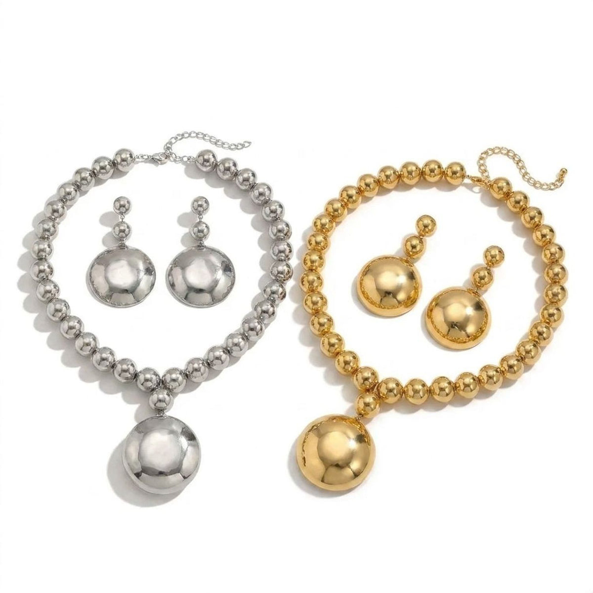 Women's Fashion Jewelry Set Metal Bead Necklace & Earrings for Women — all variants