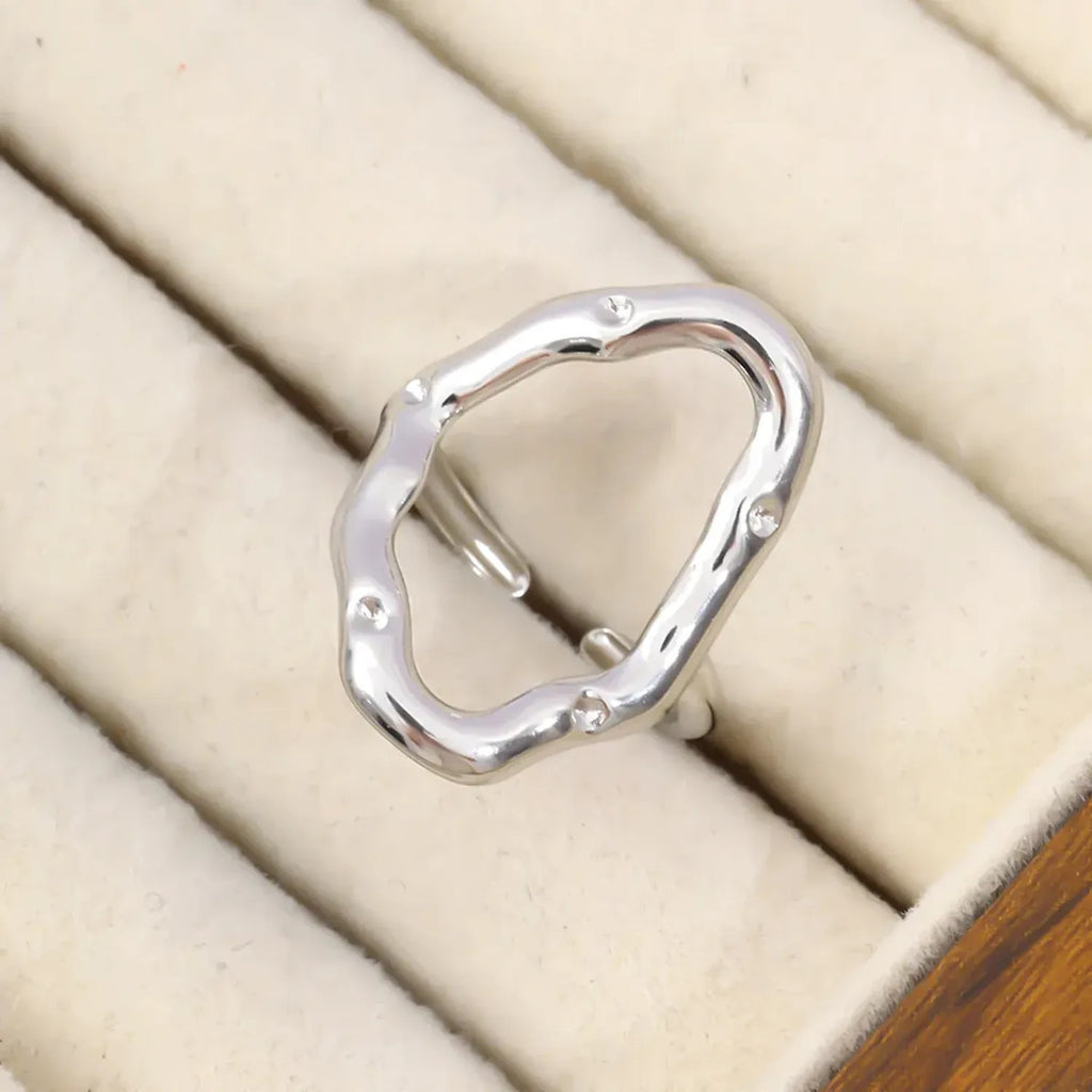 Womens Fashionable Hollow Geometric Ring In Stainless Steel