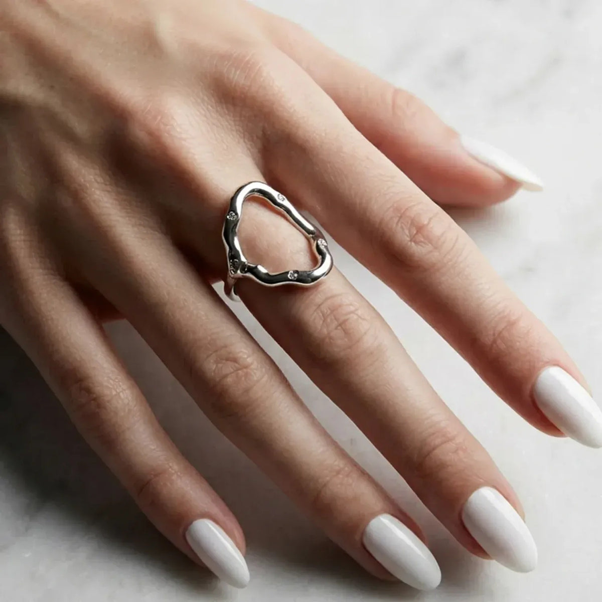Womens Fashionable Hollow Geometric Ring In Stainless Steel