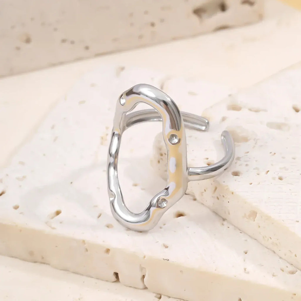 Womens Fashionable Hollow Geometric Ring In Stainless Steel