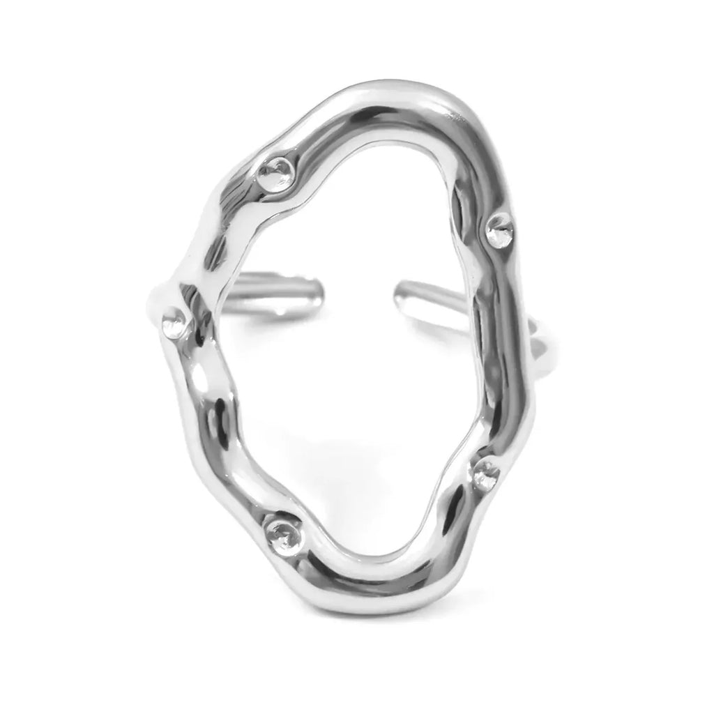 Womens Fashionable Hollow Geometric Ring In Stainless Steel