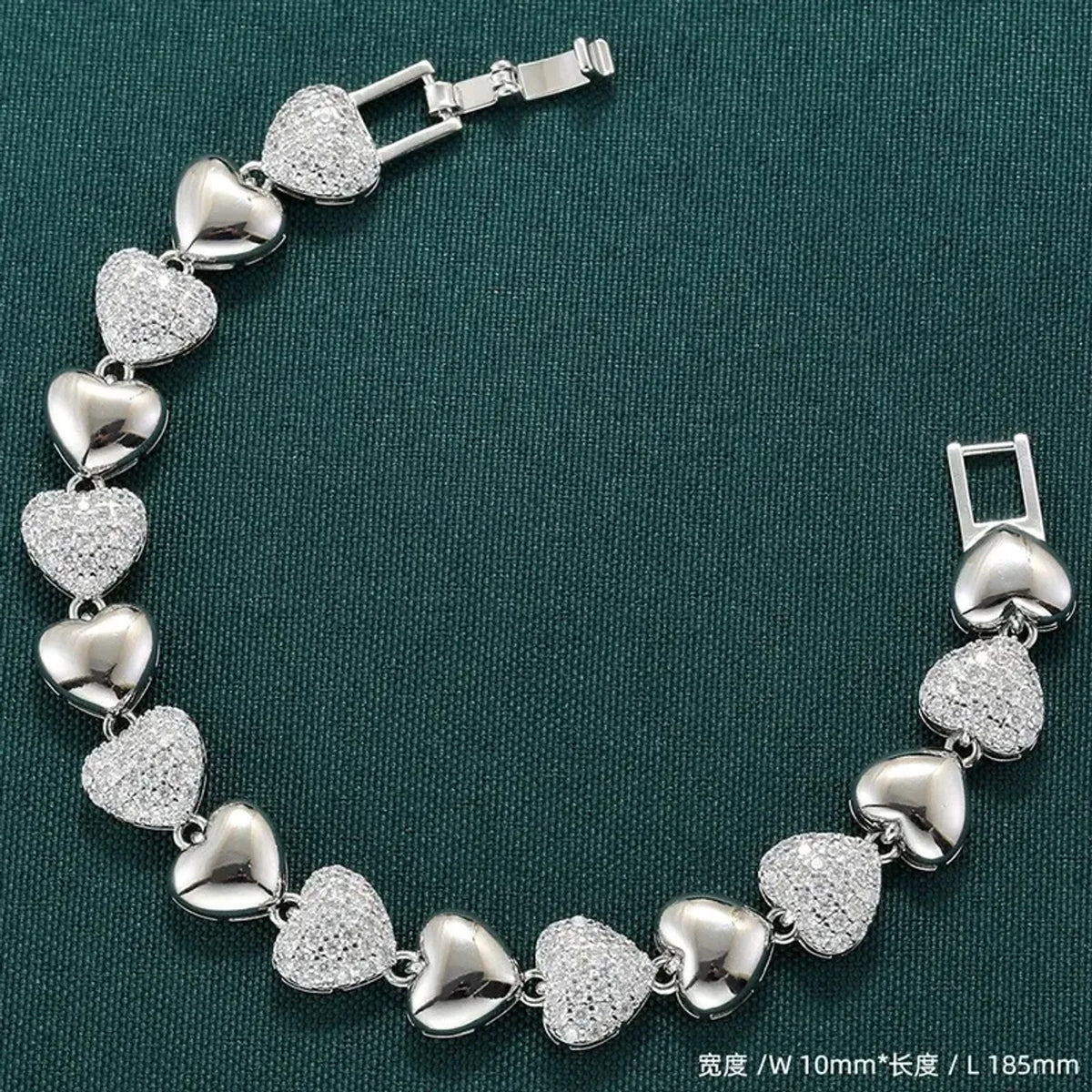 Women's Heart Patchwork CZ Jewelry Set - Gold & White Gold Plated Copper Necklace & Bracelet