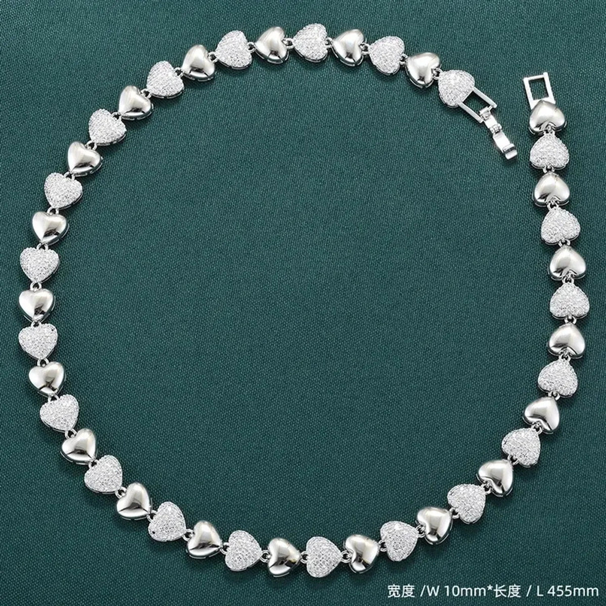 Women's Heart Patchwork CZ Jewelry Set - Gold & White Gold Plated Copper Necklace & Bracelet