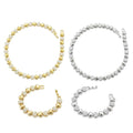 Women's Heart Patchwork CZ Jewelry Set - Gold & White Gold Plated Copper Necklace & Bracelet