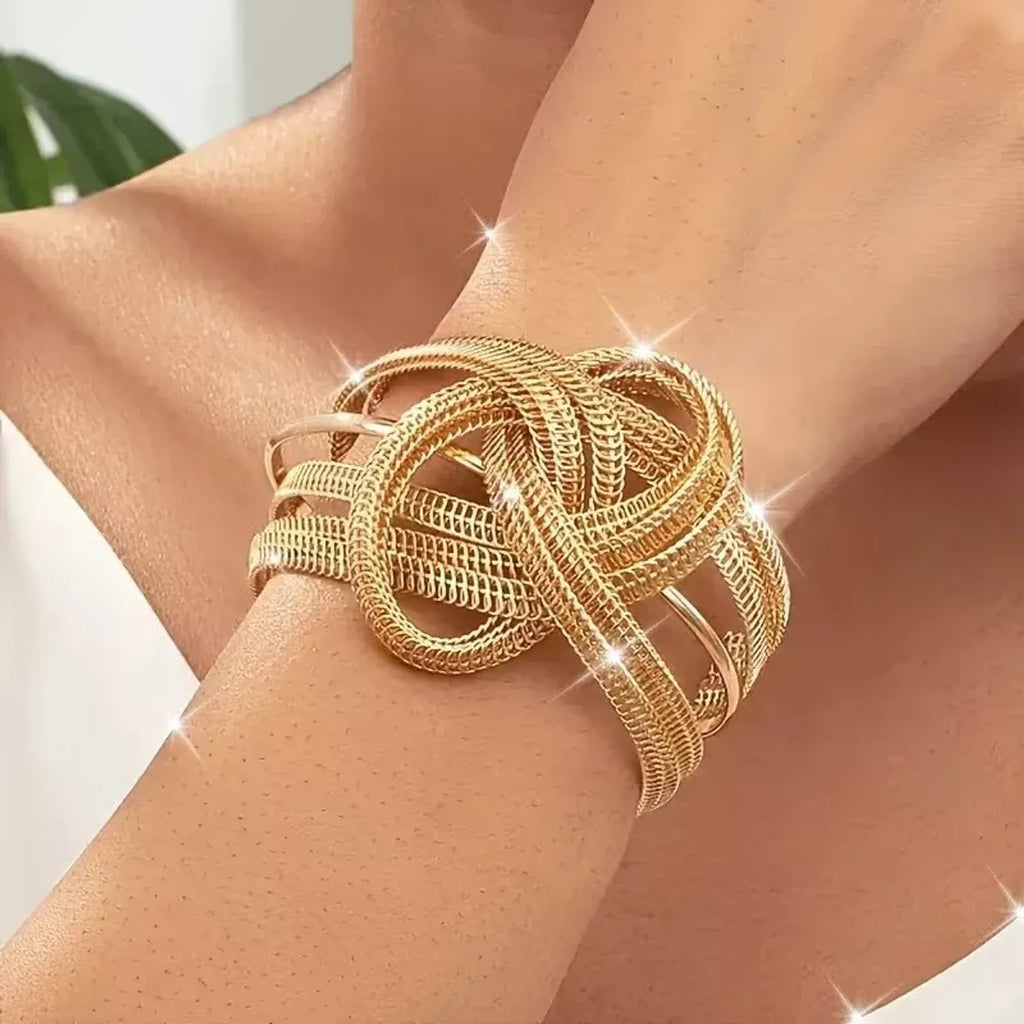 Womens PersonalizedFashionable Mesh Bracelet With Multi-layered Wire Wrapping