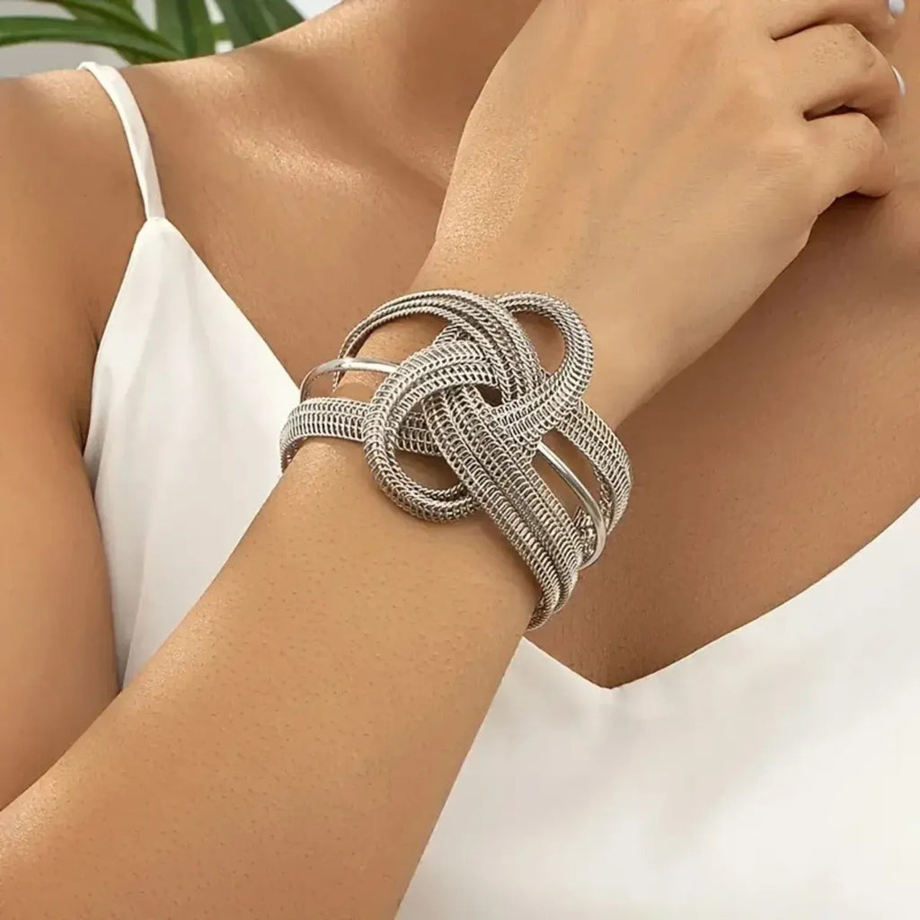 Womens PersonalizedFashionable Mesh Bracelet With Multi-layered Wire Wrapping