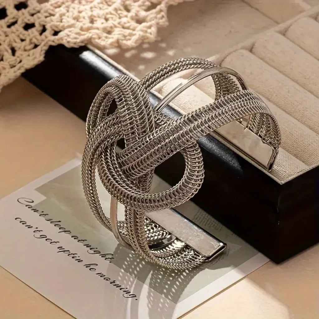 Womens PersonalizedFashionable Mesh Bracelet With Multi-layered Wire Wrapping