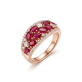 Women's Red Corundum Chinese-Style Open Ring, Gold Electroplated Copper