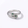 Women's Sparkling Double-Headed Snake Index Finger Ring - Silver Tone Adjustable Ring