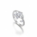 Women's Spinning Flower Open Ring Micro-Pave CZ Adjustable Band