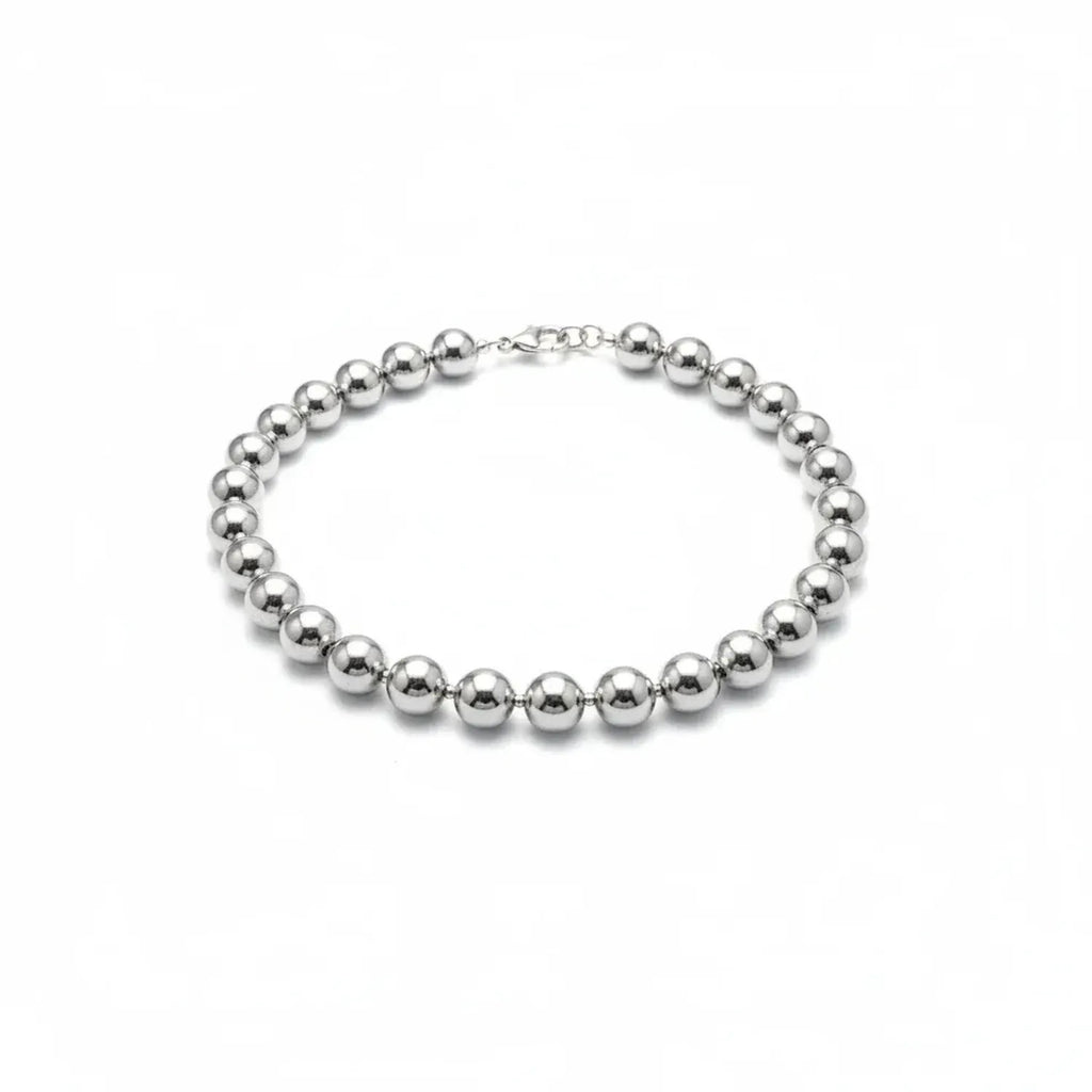 Women's Stainless Steel Spherical Bead Chain Necklace & Bracelet Gold Jewelry