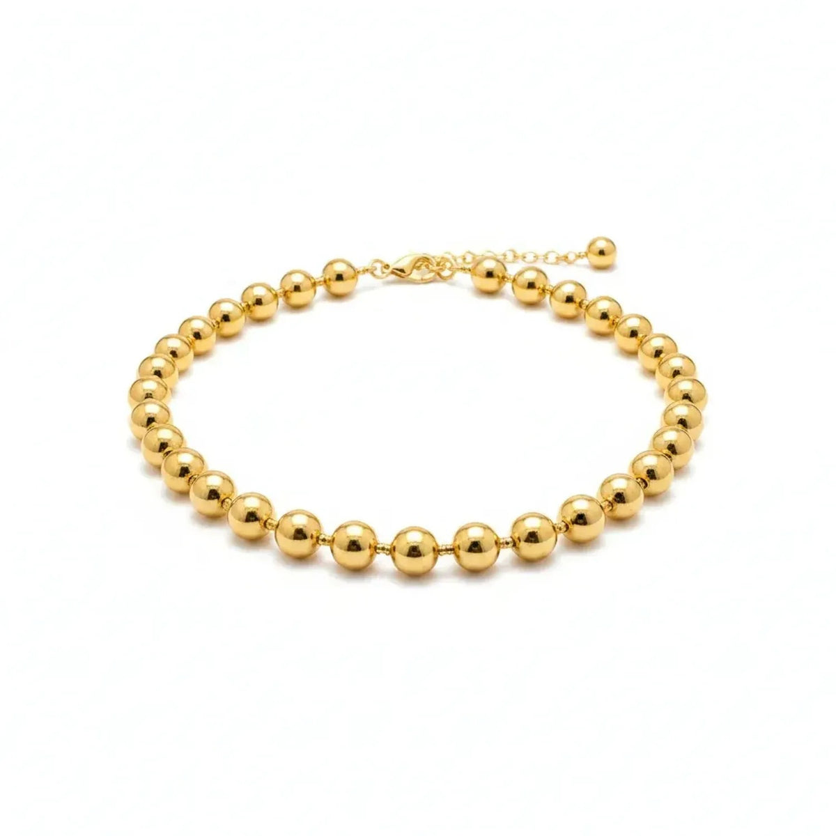 Women's Stainless Steel Spherical Bead Chain Necklace & Bracelet Gold Jewelry
