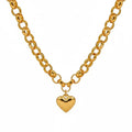 Women's Titanium Steel Heart Pendant Necklace and Bracelet Jewelry Set