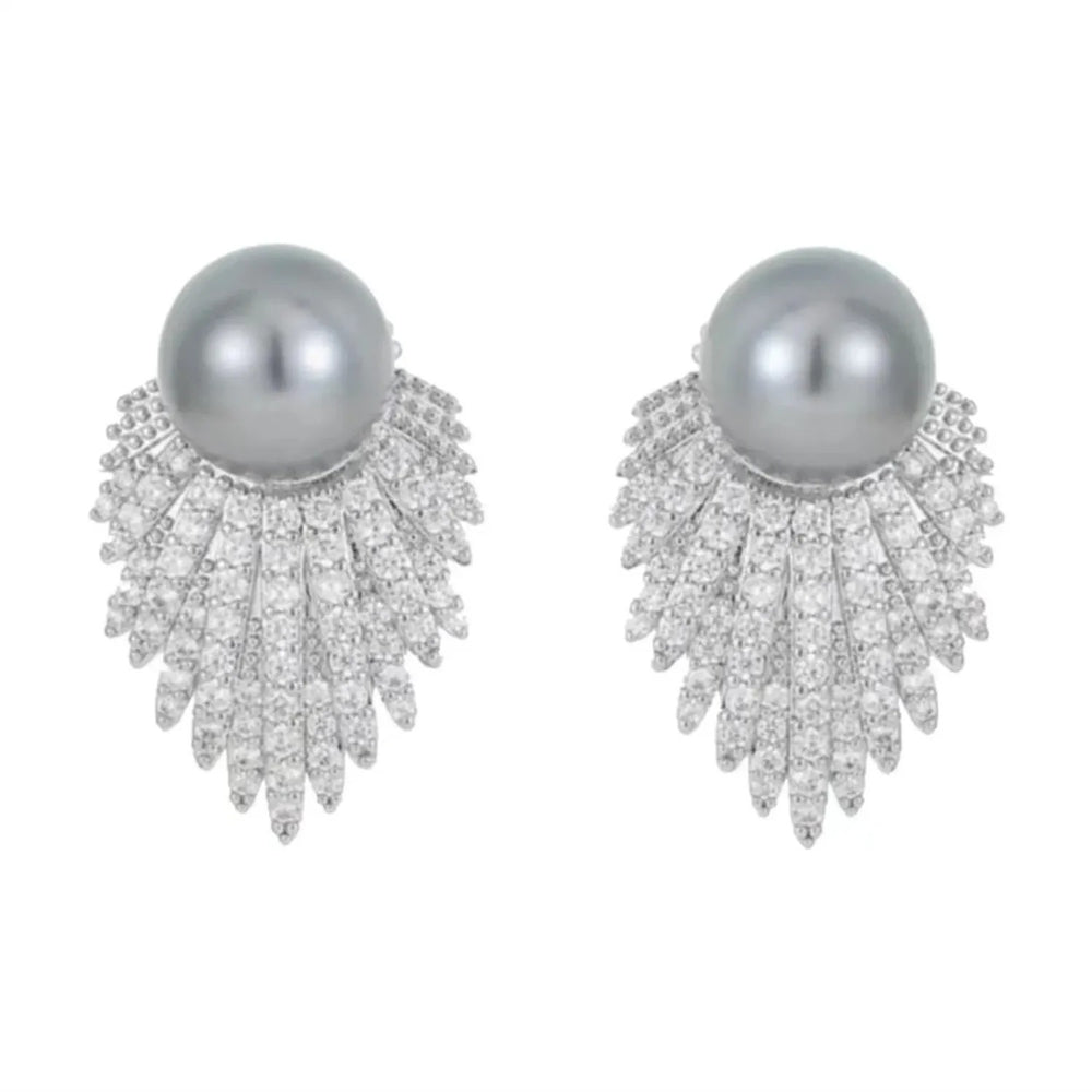 Xiaocheng Grey Leaf Petal Earrings