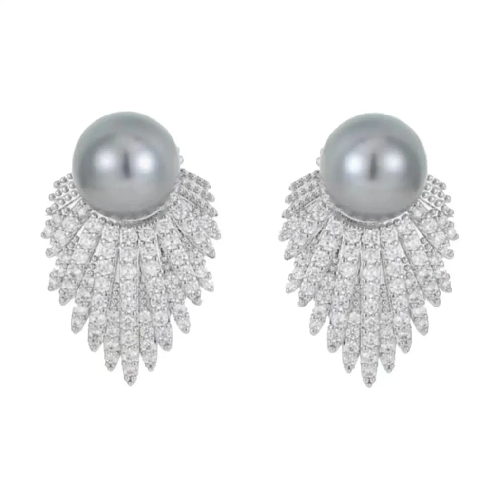 Xiaocheng Grey Leaf Petal Earrings