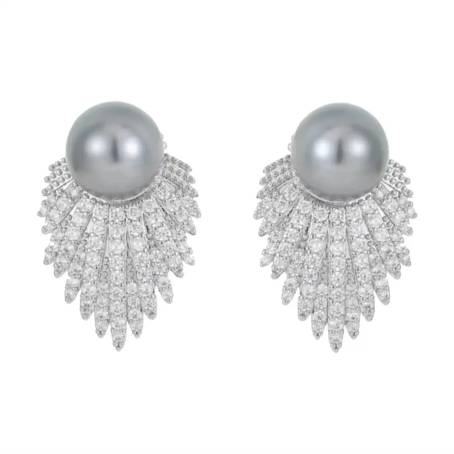 Xiaocheng Grey Leaf Petal Earrings