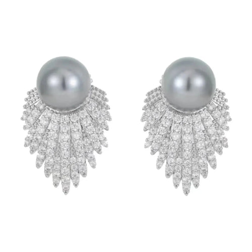 Xiaocheng Grey Leaf Petal Earrings
