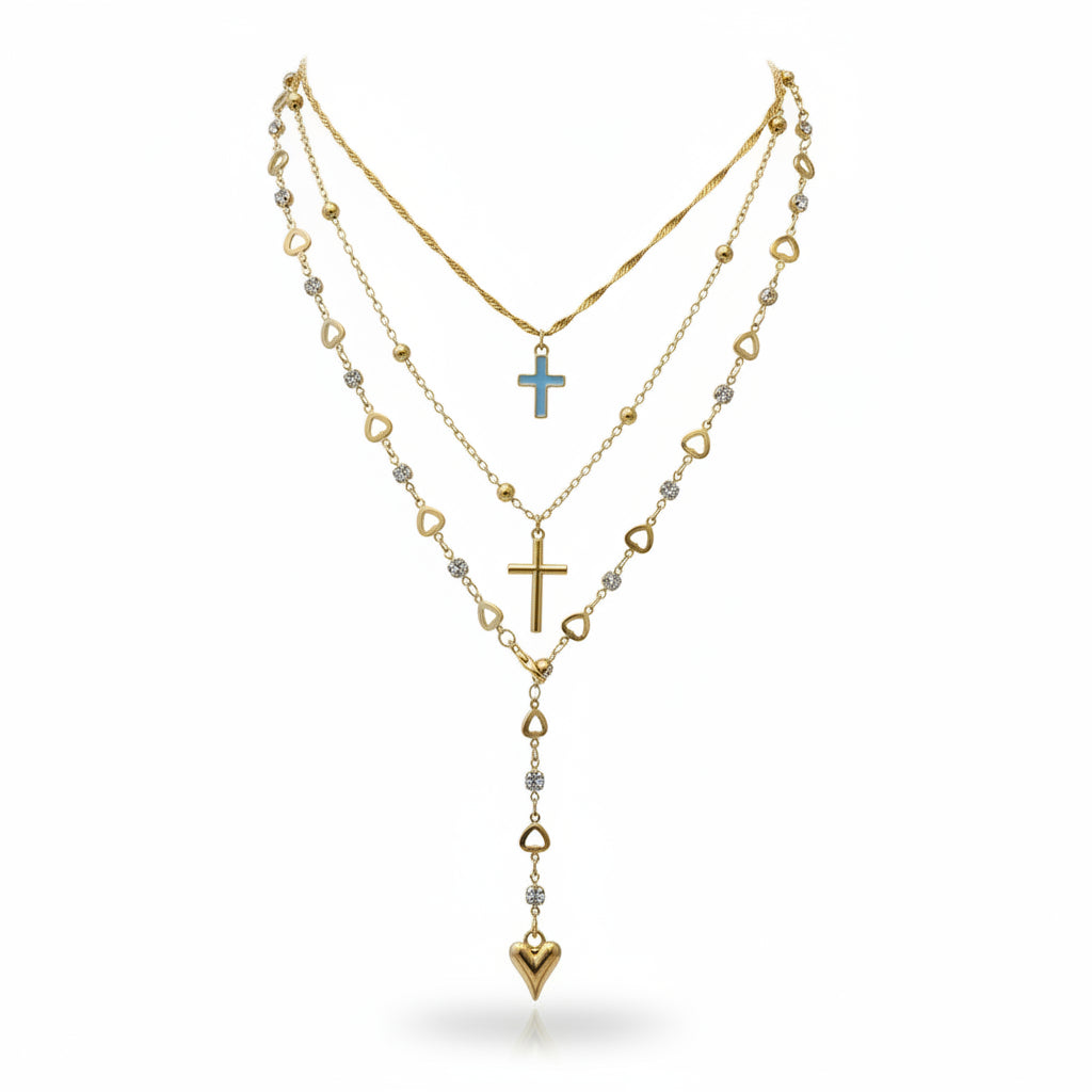 Xuandie Y-Shape Heart Pendant Necklace Set