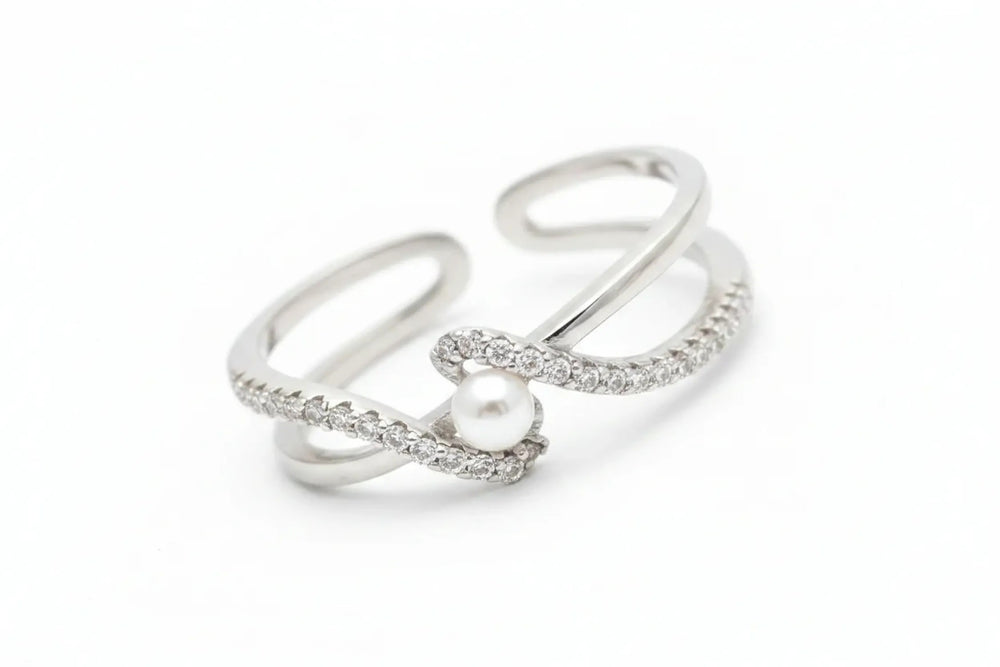 Xurri Cross-Design Pearl Open Index Finger Ring