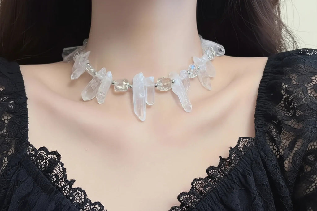Y2K Icicle Natural Stone Crystal Necklace