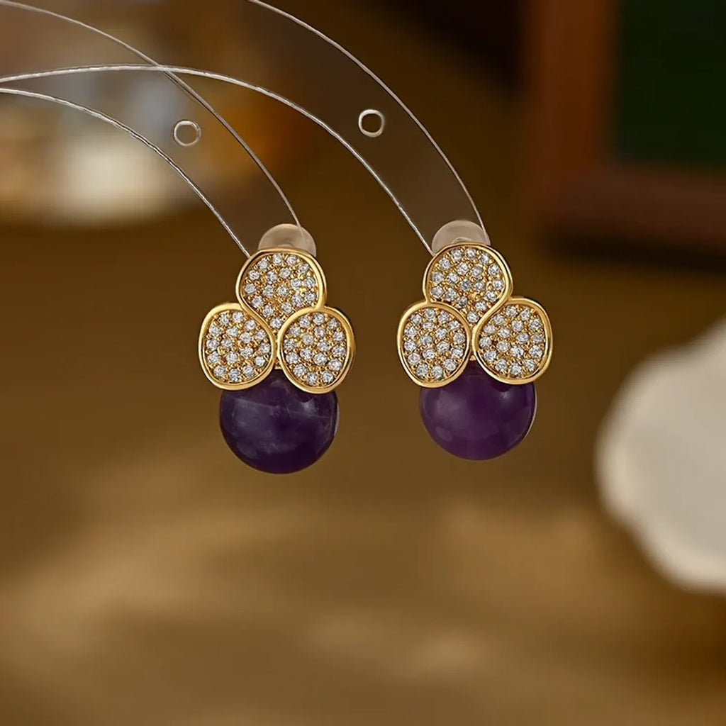 Youhan Pave Flower Crystal Stud Earrings