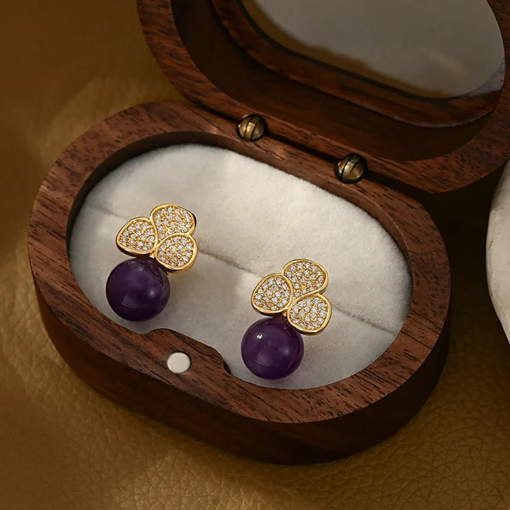 Youhan Pave Flower Crystal Stud Earrings