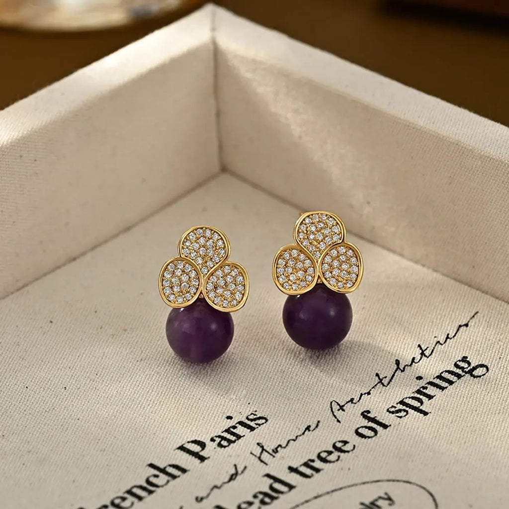 Youhan Pave Flower Crystal Stud Earrings