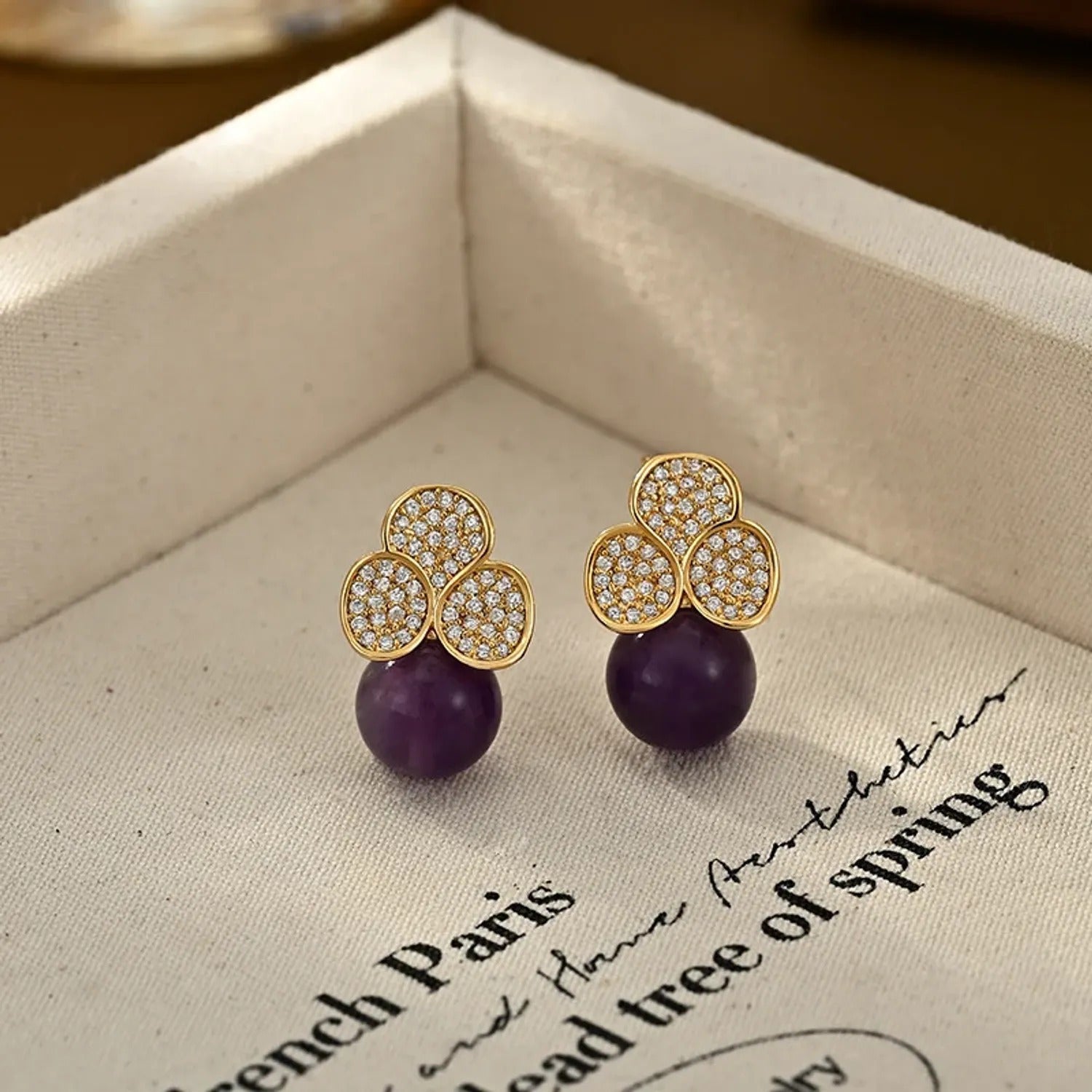 Youhan Pave Flower Crystal Stud Earrings