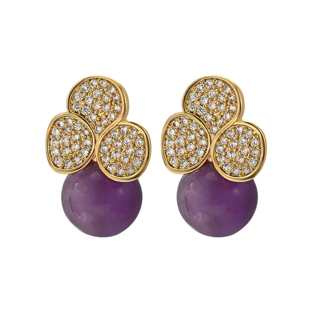 Youhan Pave Flower Crystal Stud Earrings