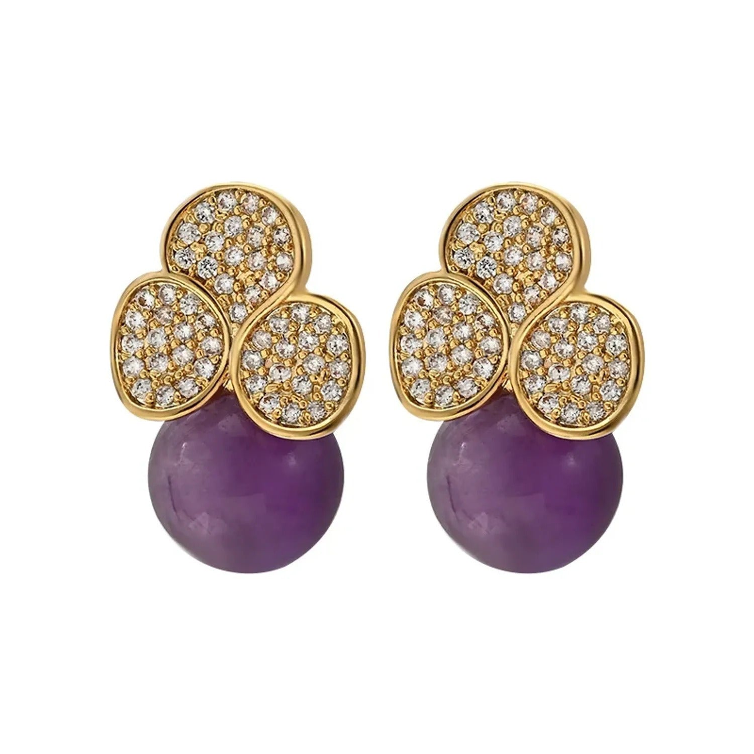 Youhan Pave Flower Crystal Stud Earrings