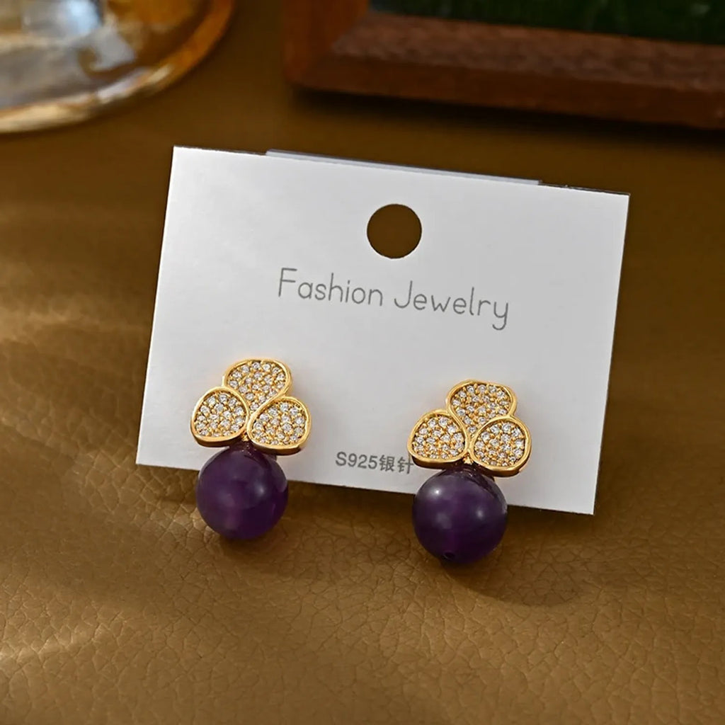 Youhan Pave Flower Crystal Stud Earrings
