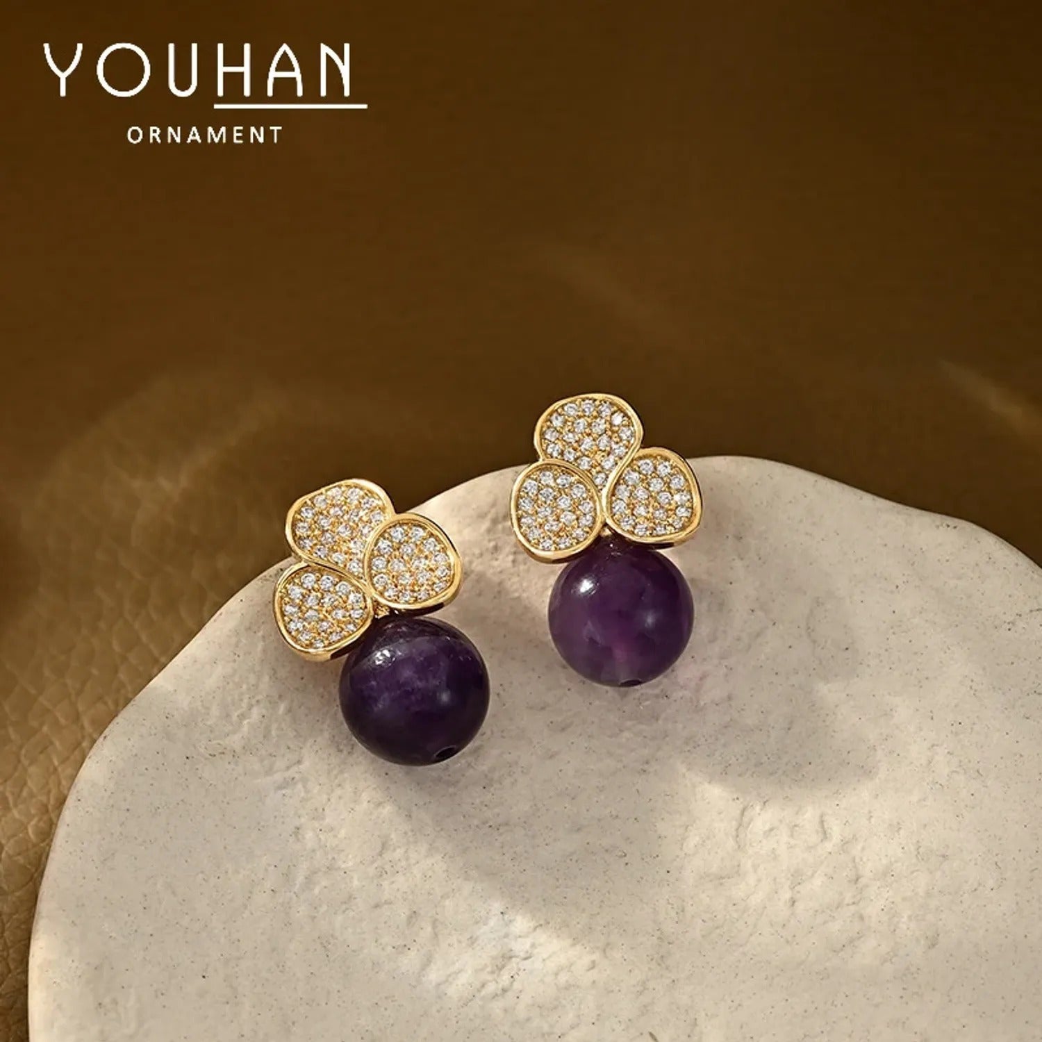 Youhan Pave Flower Crystal Stud Earrings