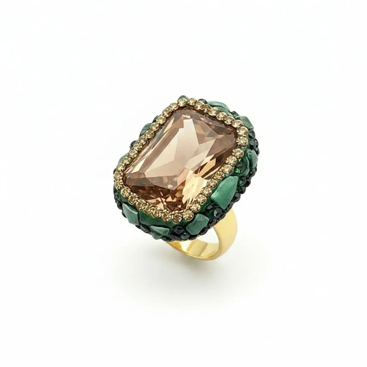 Zhongxing Baroque Pearl & Rose Quartz Vintage Ring