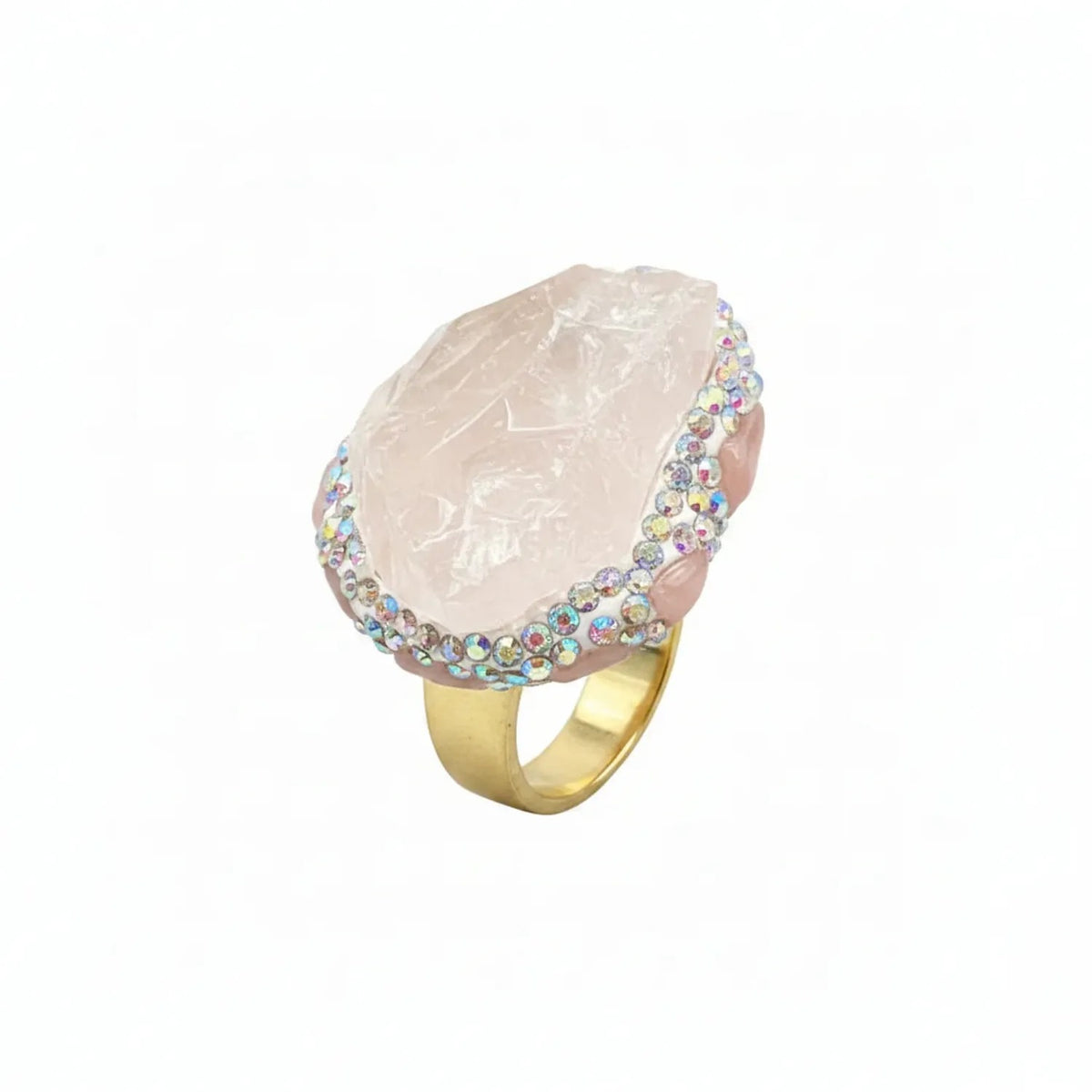 Zhongxing Baroque Pearl & Rose Quartz Vintage Ring