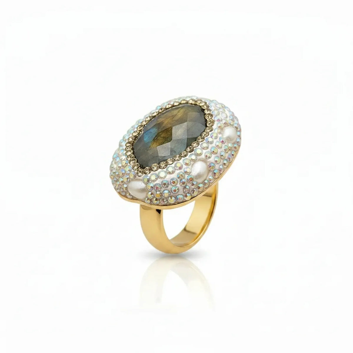 Zhongxing Baroque Pearl & Rose Quartz Vintage Ring