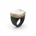 Zhongxing Baroque Pearl & Rose Quartz Vintage Ring