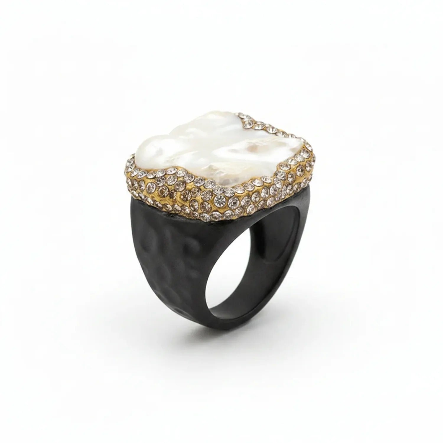 Zhongxing Baroque Pearl & Rose Quartz Vintage Ring