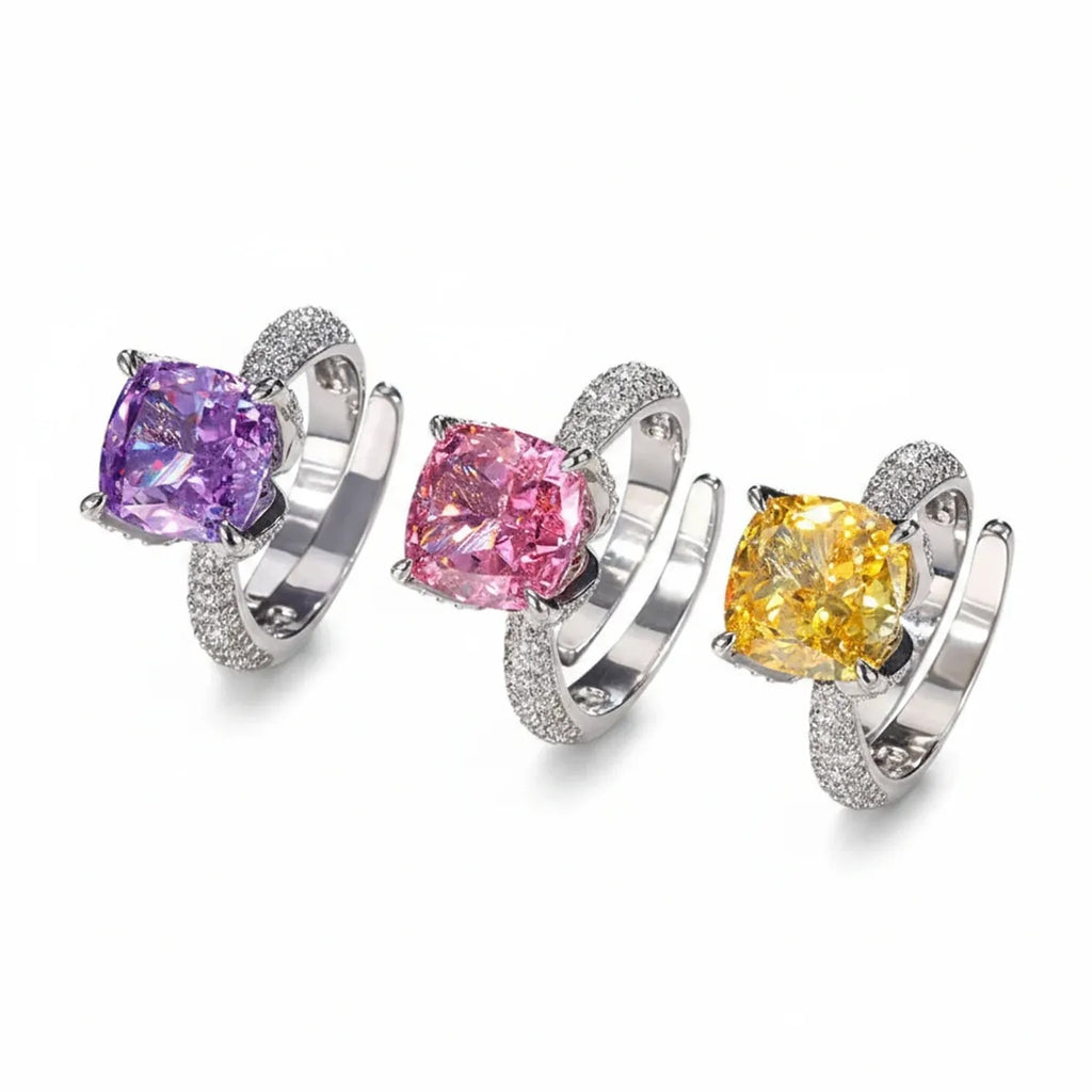 Zhuangshengsheng Gold-Plated Ice-Cut Zirconia Ring